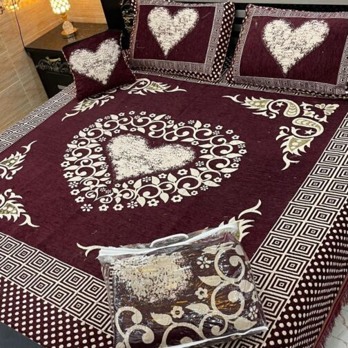 VELVET JACQUARD - KING SIZE BED SHEET SET (4-PIECE) [Design SJV - 15]