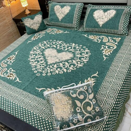 VELVET JACQUARD - KING SIZE BED SHEET SET (4-PIECE) [Design SJV - 19]