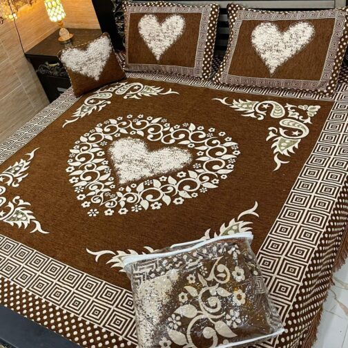 VELVET JACQUARD - KING SIZE BED SHEET SET (4-PIECE) [Design SJV - 21]