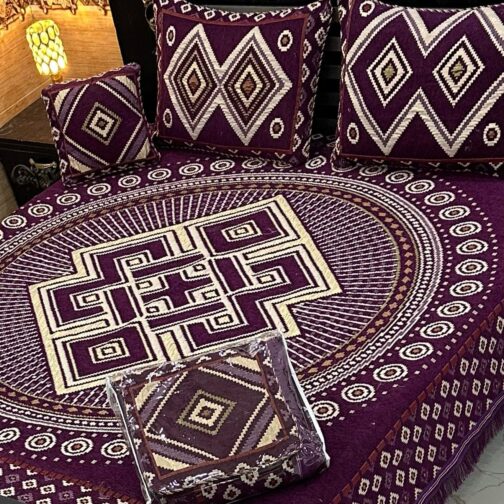 VELVET JACQUARD - KING SIZE BED SHEET SET (4-PIECE) [Design SJV - 31]