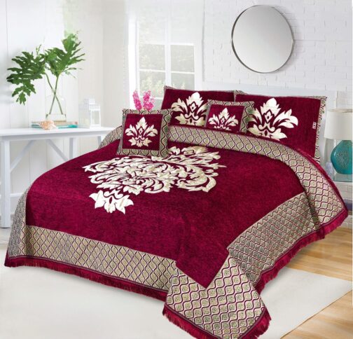 BRIDIFY VELVET BRIDAL BED SHEET SET - 5PCS (BVB 05)