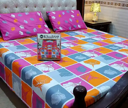 Gul Ahmed – King Cotton Bed Sheet Set 3 Pcs (Design SJB – 19)