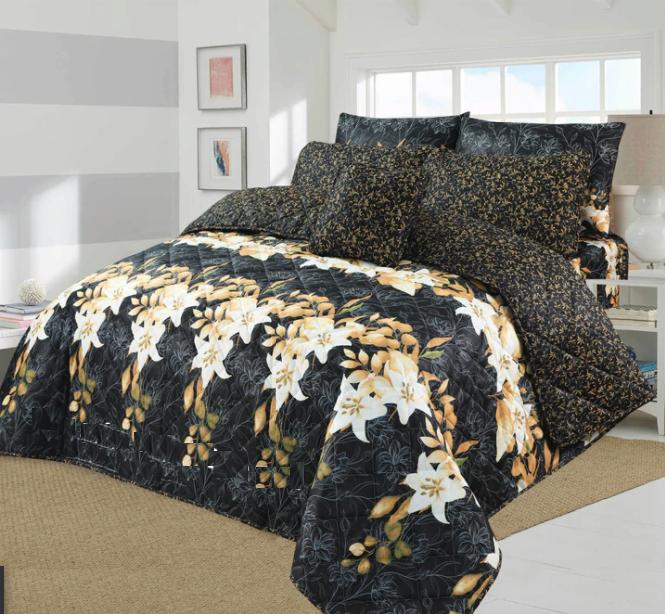 King Size Cotton Comforter Set (7 Pcs) {Design SJC-019}