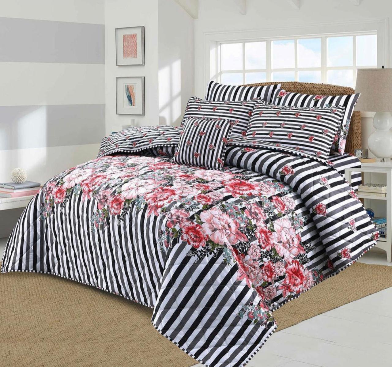 King Size Cotton Comforter Set (7 Pcs) {Design SJC-026}