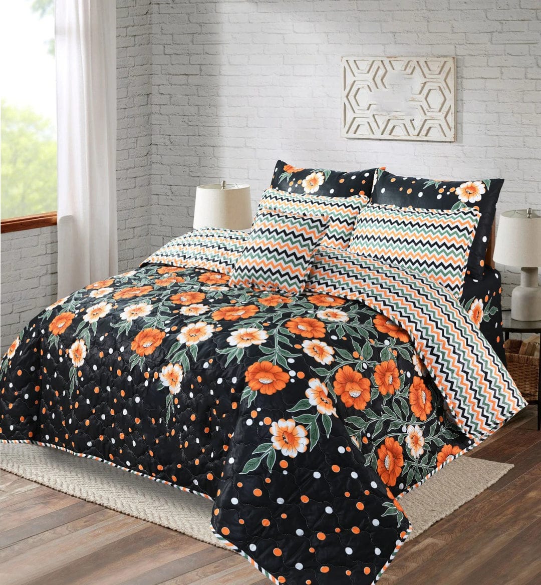 King Size Cotton Comforter Set (7 Pcs) {Design SJC-017}