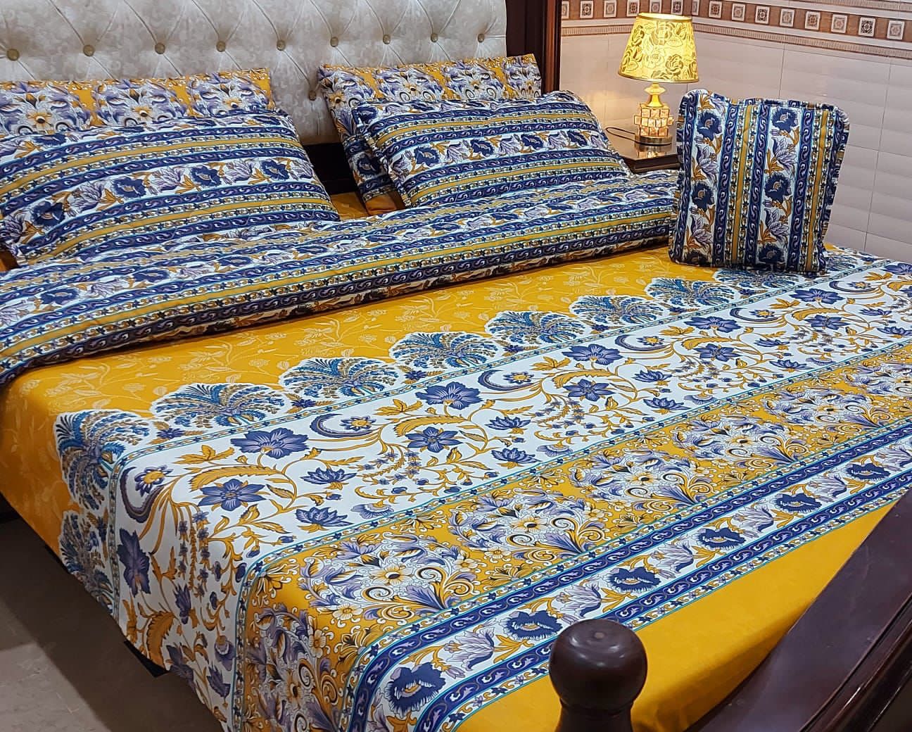 King Size Cotton Comforter Set (7 Pcs) {Design SJC-025}