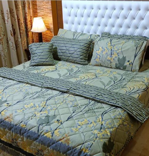 King Size Cotton Comforter Set (7 Pcs) {Design SJC-001}