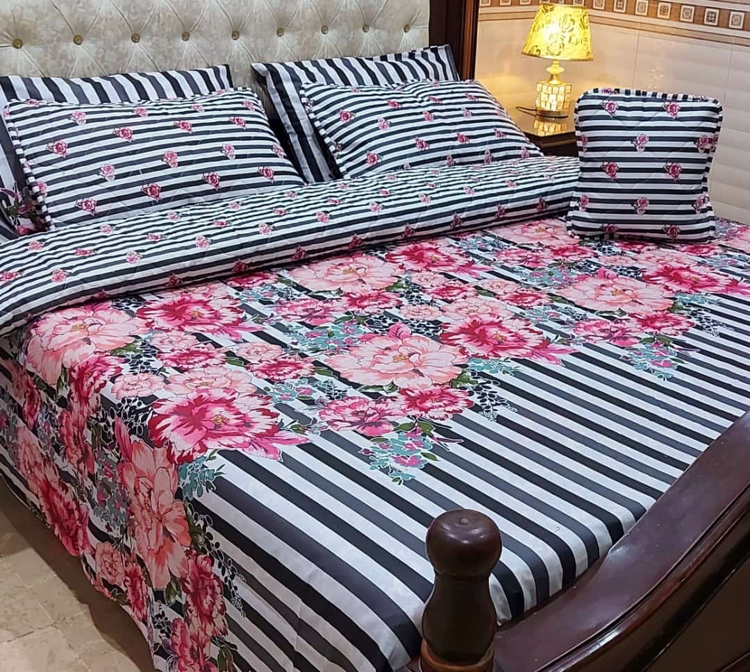 King Size Cotton Comforter Set (7 Pcs) {Design SJC-026}