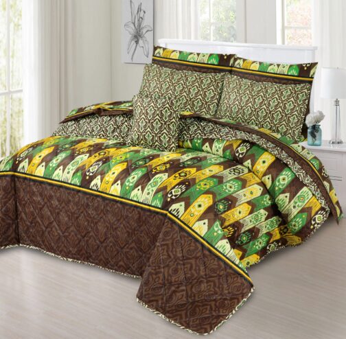 King Size Cotton Comforter Set (7 Pcs) {Design SJC-043}