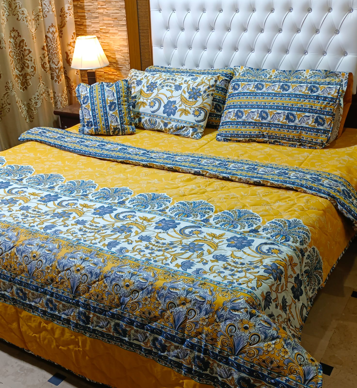 King Size Cotton Comforter Set (7 Pcs) {Design SJC-030}