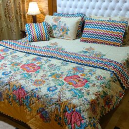 King Size Cotton Comforter Set (7 Pcs) {Design SJC-066}
