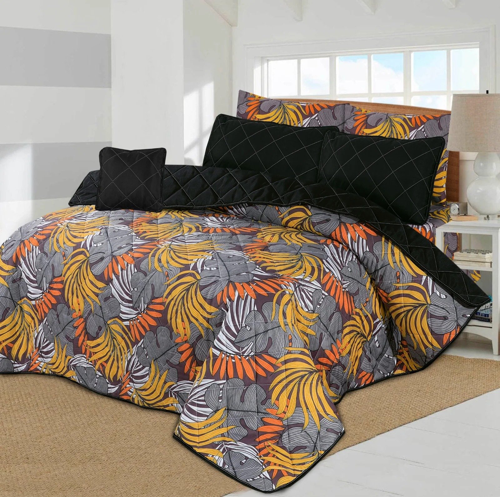 King Size Cotton Comforter Set (7 Pcs) {Design SJC-024}