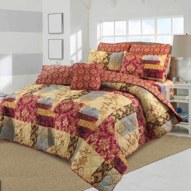 King Size Cotton Comforter Set (7 Pcs) {Design SJC-015}