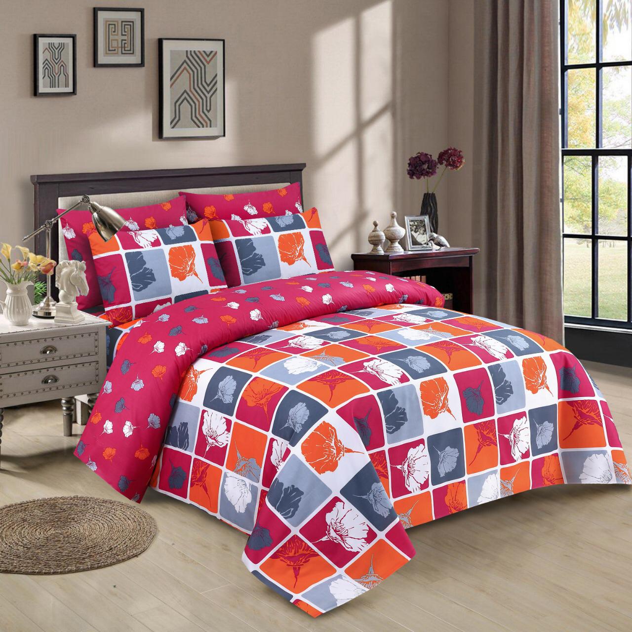 King Size Cotton Comforter Set (7 Pcs) {Design SJC-076}