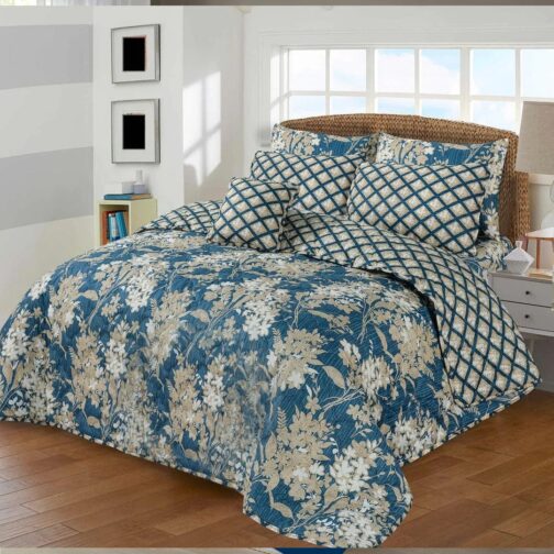 King Size Cotton Comforter Set (7 Pcs) {Design SJC - 11}