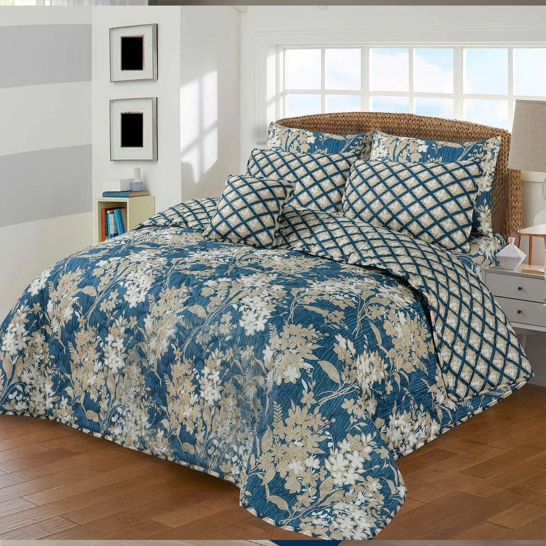 King Size Cotton Comforter Set (7 Pcs) {Design SJC – 11}