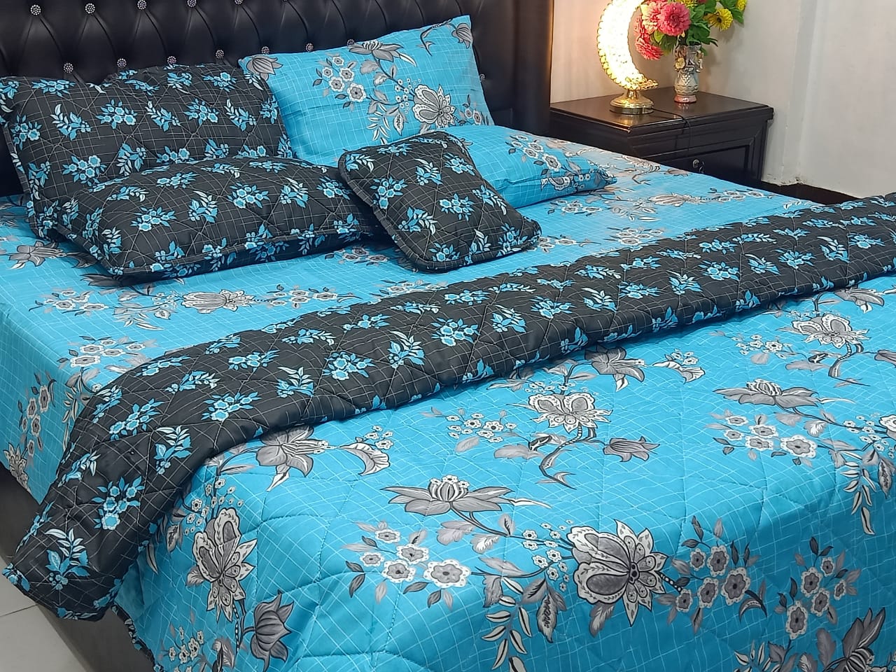 King Size Cotton Comforter Set (7 Pcs) {Design SJC – 5}