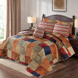 King Size Cotton Comforter Set (7 Pcs) {Design SJC – 1076}