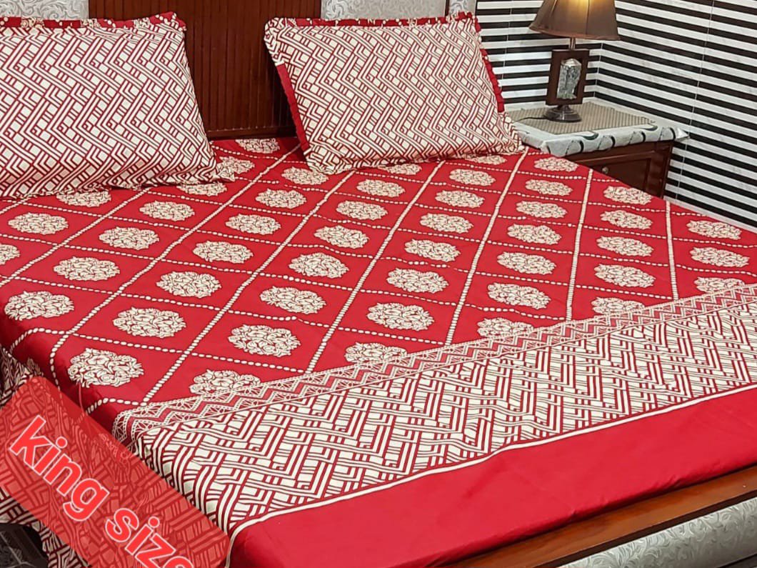 Gul Ahmed – King Cotton Bed Sheet Set 3 Pcs (Design SJB – 043)