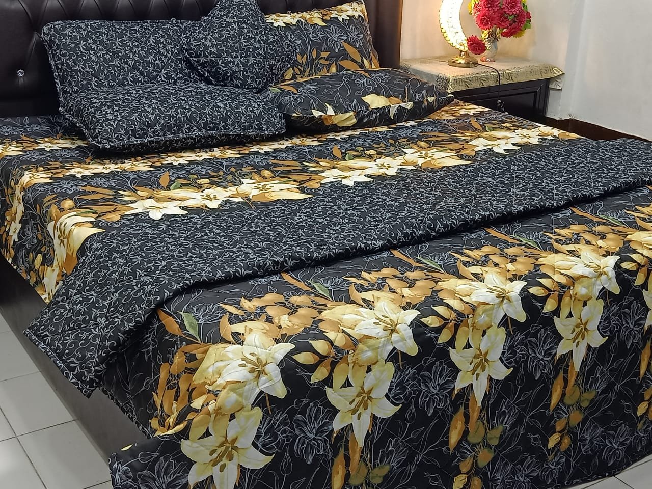 King Size Cotton Comforter Set (7 Pcs) {Design SJC-028}