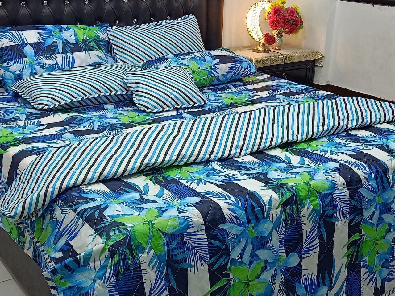 King Size Cotton Comforter Set (7 Pcs) {Design SJC-031}