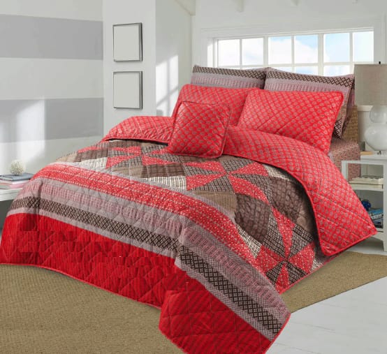 King Size Cotton Comforter Set (7 Pcs) {Design SJC – 1124}