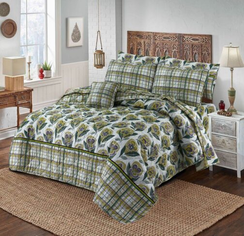 King Size Cotton Comforter Set (7 Pcs) {Design SJC - 1101}