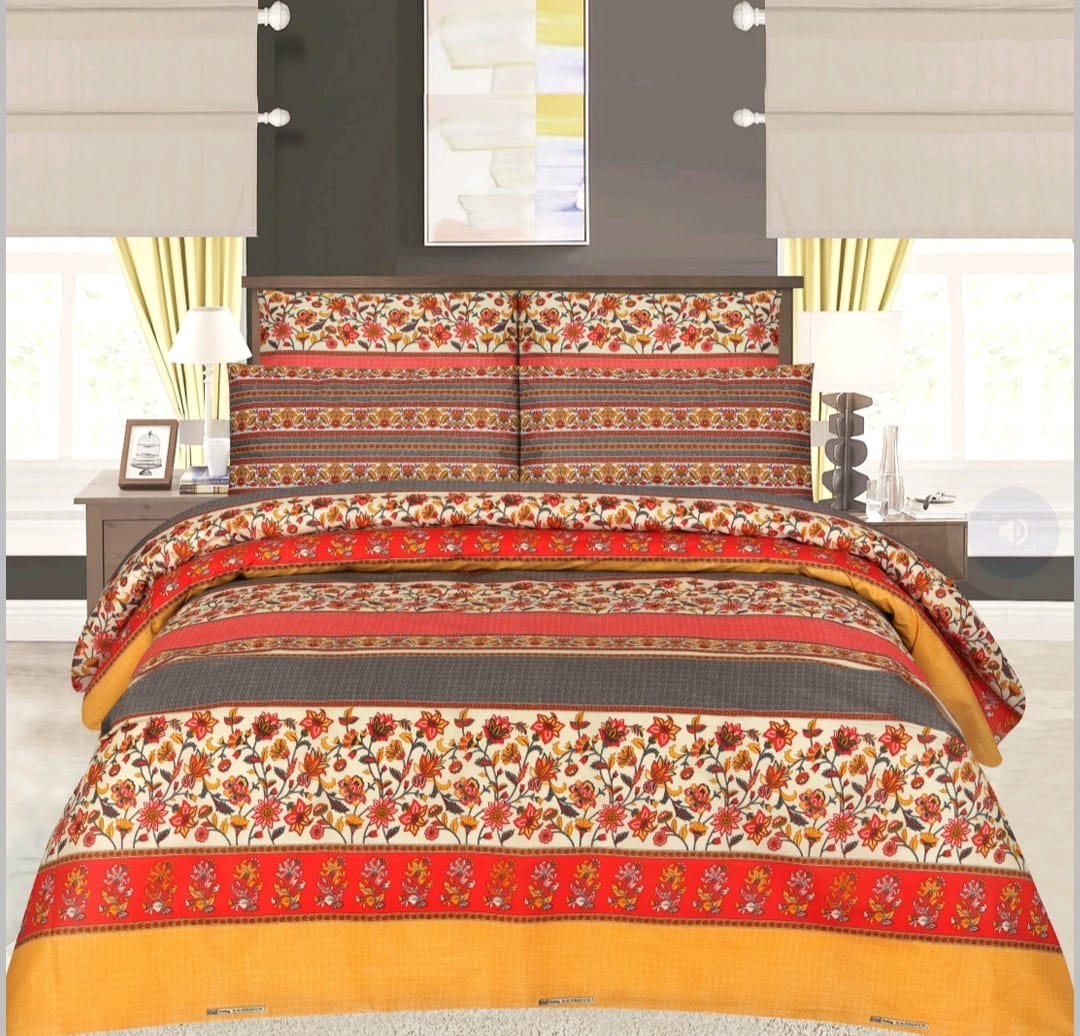 Gul Ahmed – King Cotton Bed Sheet Set 3 Pcs (Design BZF – 333)