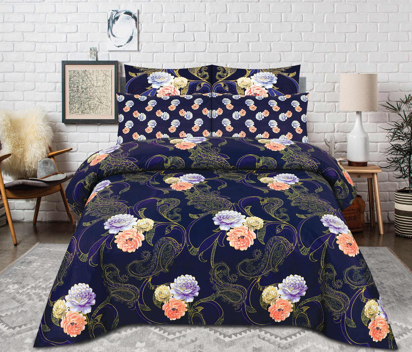 KHADDI – King Cotton Bed Sheet Set 3 Pcs (Design BZF – 339)