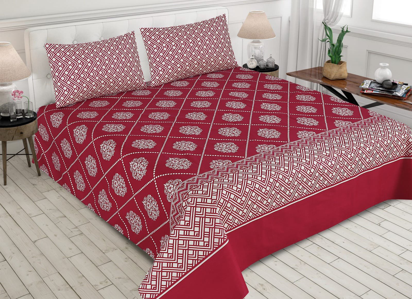 Gul Ahmed – King Cotton Bed Sheet Set 3 Pcs (Design BZF – 347)