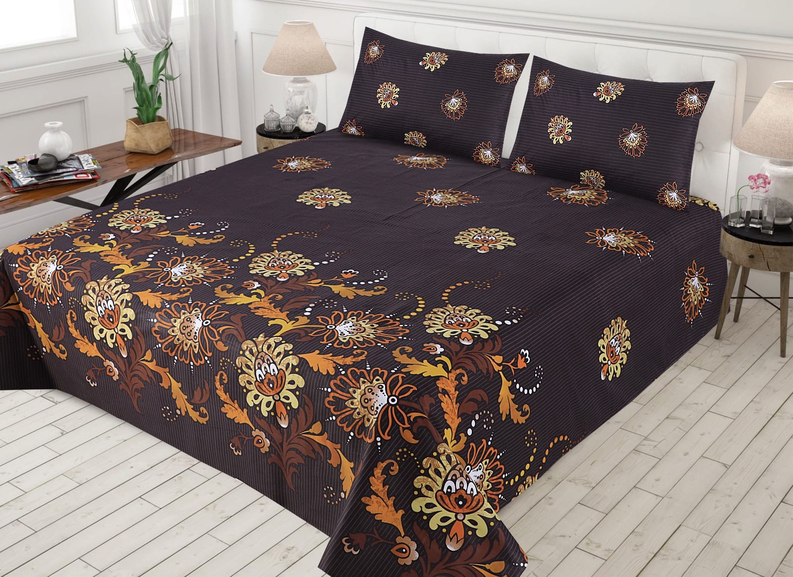 Gul Ahmed – King Cotton Bed Sheet Set 3 Pcs (Design BZF – 381)