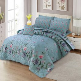 King Size Cotton Comforter Set (7 Pcs) {Design SJC – 1141}
