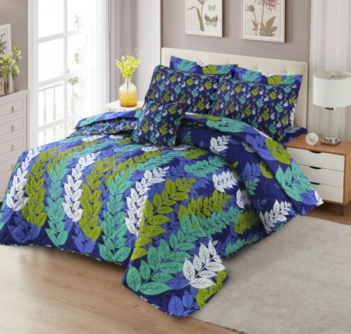 King Size Cotton Comforter Set (7 Pcs) {Design SJC - 1142}