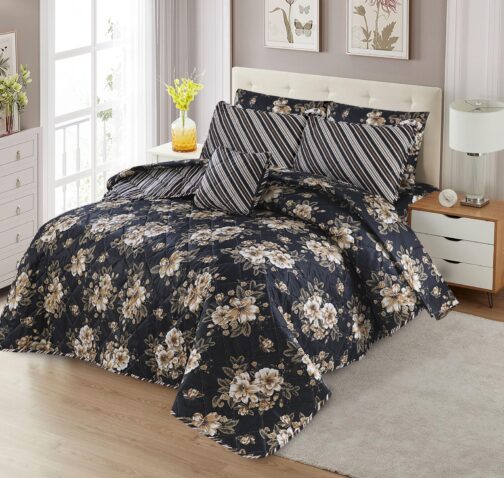 King Size Cotton Comforter Set (7 Pcs) {Design SJC - 1143}