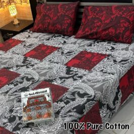 Gul Ahmed – King Cotton Bed Sheet Set 3 Pcs (Design BZF – 432)