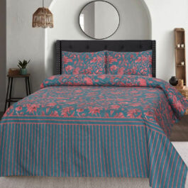 Gul Ahmed – King Cotton Bed Sheet Set 3 Pcs (Design BZF – 446)