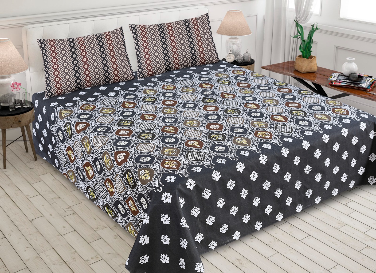 Gul Ahmed – King Cotton Bed Sheet Set 3 Pcs (Design BZF – 473)