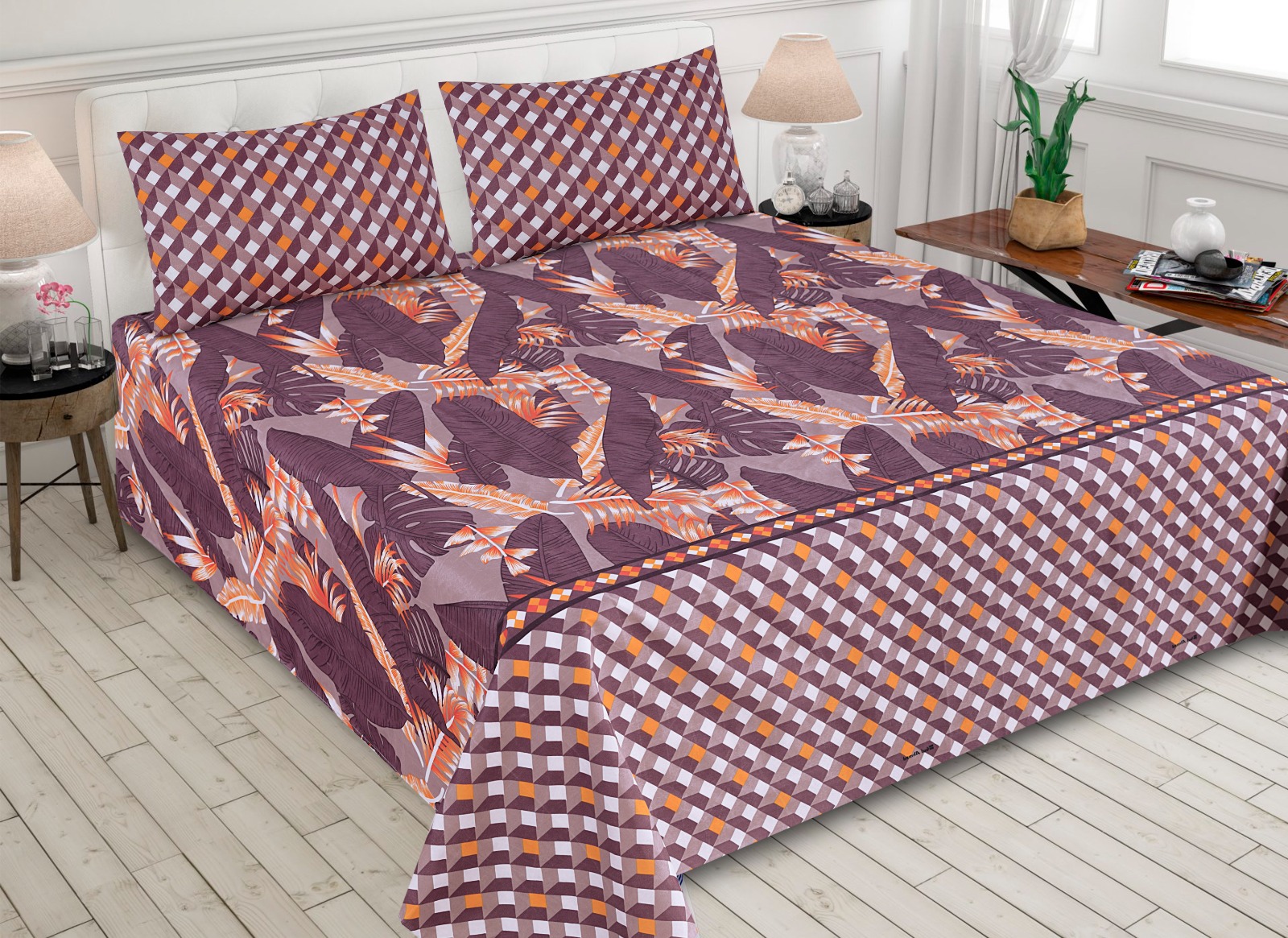 Gul Ahmed – King Cotton Bed Sheet Set 3 Pcs (Design BZF – 471)