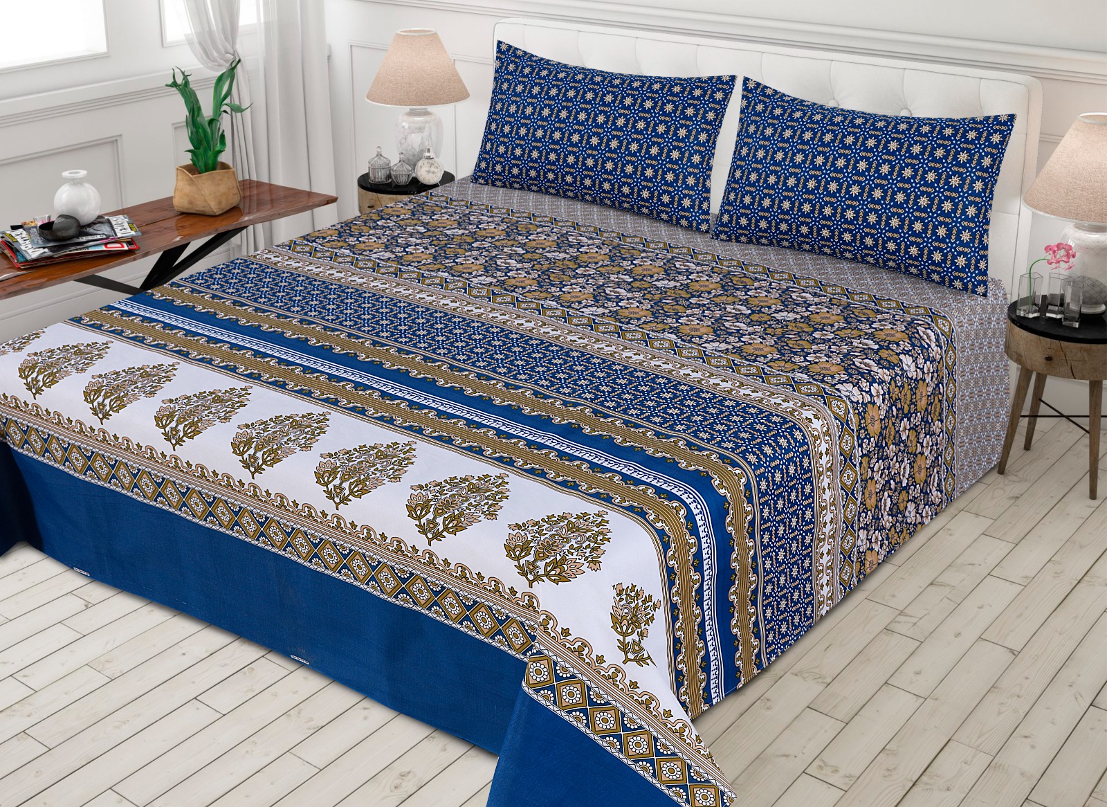 Gul Ahmed – King Cotton Bed Sheet Set 3 Pcs (Design BZF – 487)