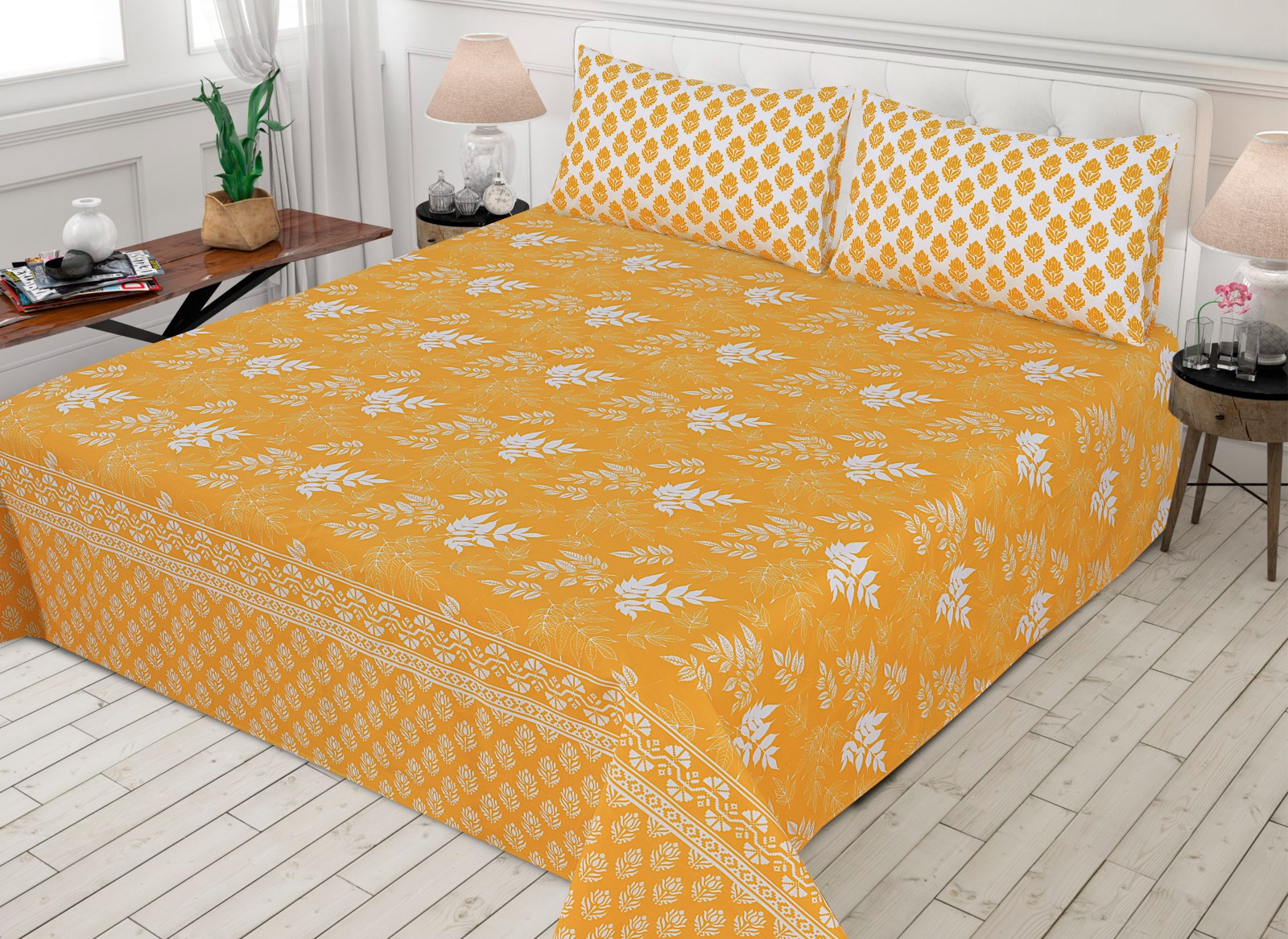 Gul Ahmed – King Cotton Bed Sheet Set 3 Pcs (Design BZF – 488)