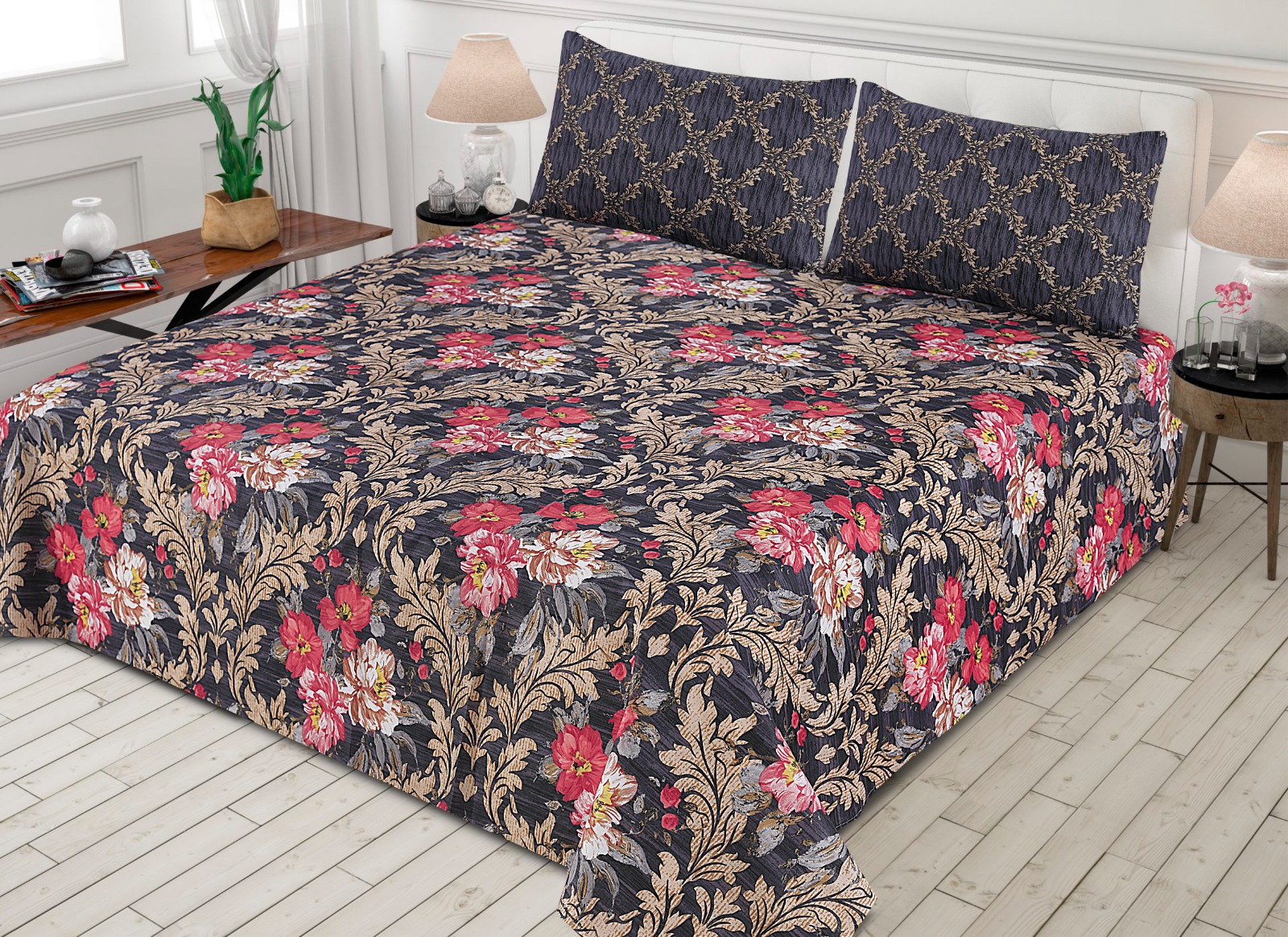 Gul Ahmed – King Cotton Bed Sheet Set 3 Pcs (Design BZF – 497)