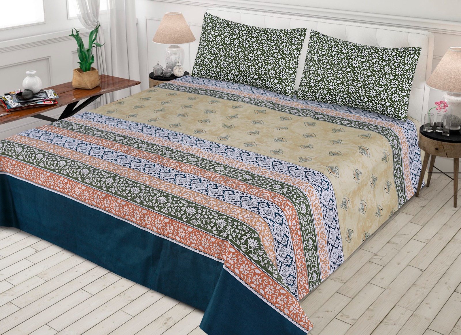 Gul Ahmed – King Cotton Bed Sheet Set 3 Pcs (Design BZF – 499)