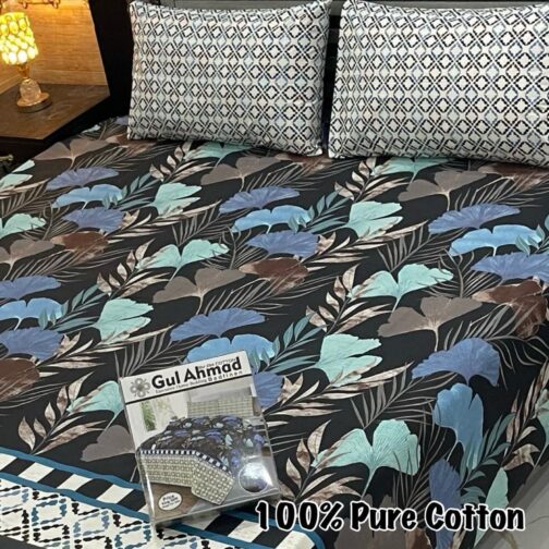 Gul Ahmed - King Cotton Bed Sheet Set 3 Pcs (Design BZF - 502)