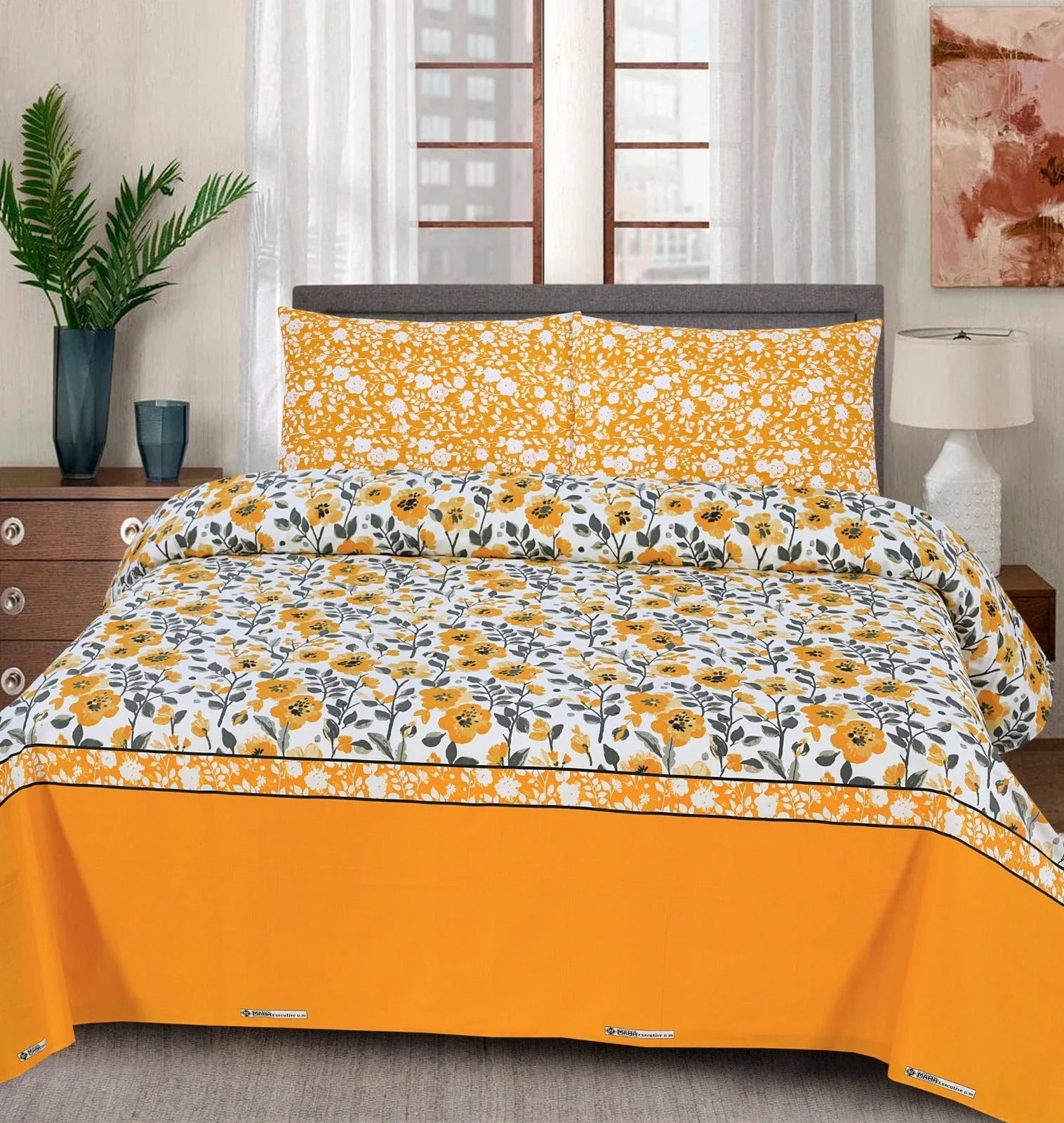 Gul Ahmed – King Cotton Bed Sheet Set 3 Pcs (Design BZF – 525)