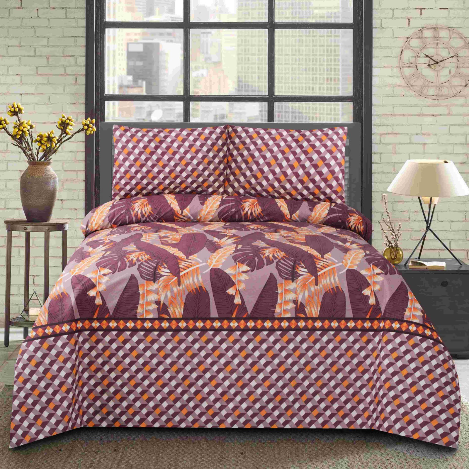 Gul Ahmed – King Cotton Bed Sheet Set 3 Pcs (Design BZF – 529)