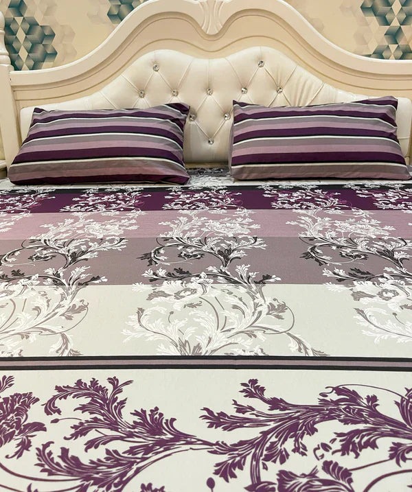 Gul Ahmed – King Cotton Bed Sheet Set 3 Pcs (Design BZF – 519)