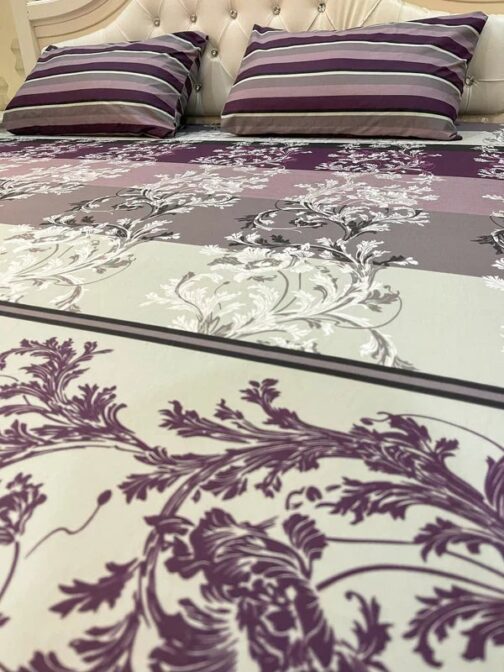 Premium King Cotton Bed Sheet Set 3 Pcs (Design BZF - 519) - Image 3