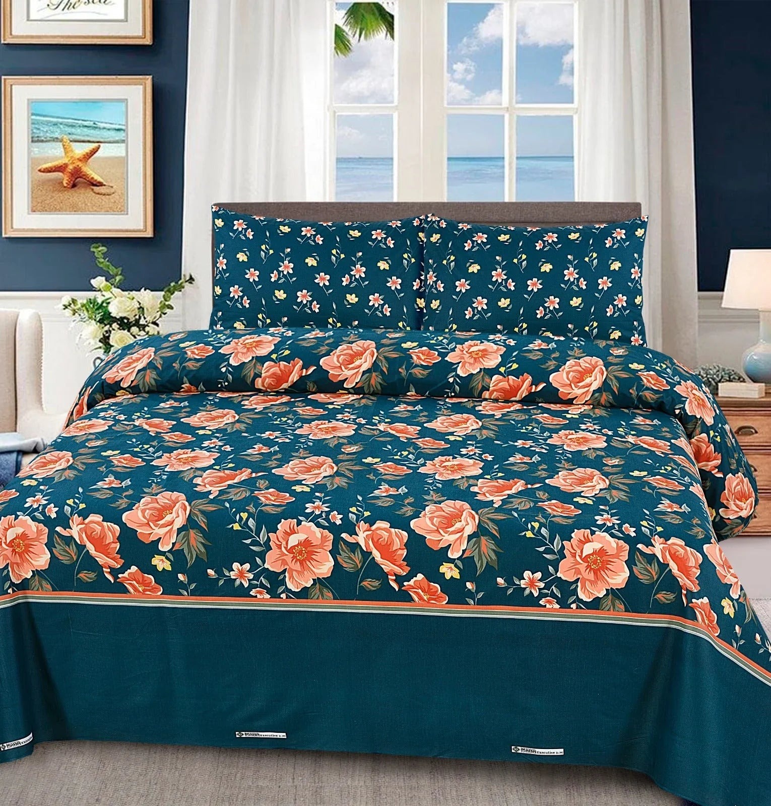 Gul Ahmed – King Cotton Bed Sheet Set 3 Pcs (Design BZF – 521)