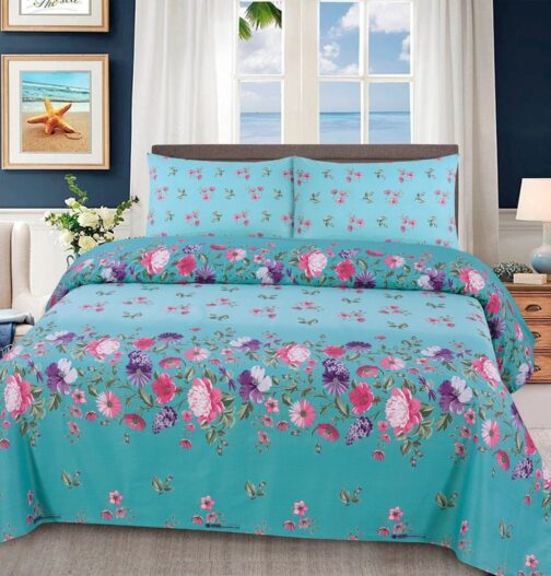 Premium King Cotton Bed Sheet Set 3 Pcs (Design BZF - 532)