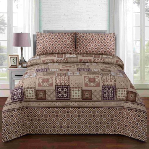 Premium King Cotton Bed Sheet Set 3 Pcs (Design BZF - 535)
